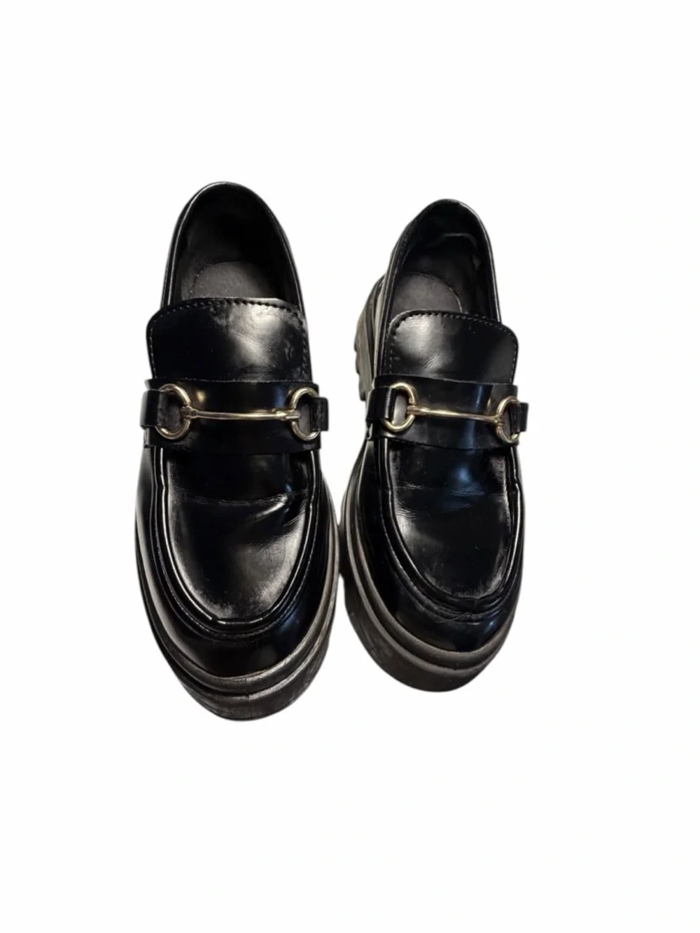 ASOS Design Masterpiece Chunky Black Leather Horsebit Loafers Sz 37 (6.5)